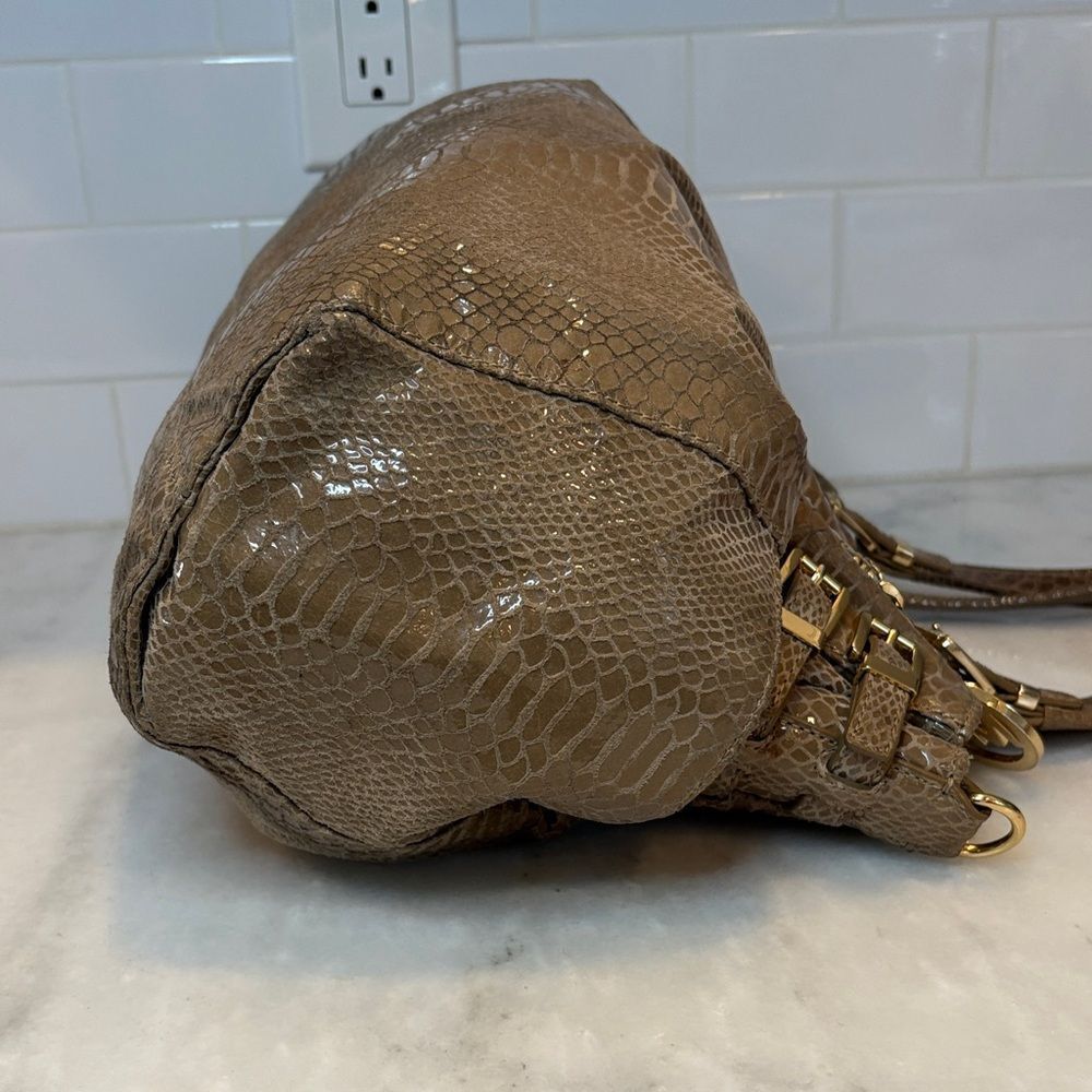 Michael Kors Bag Purse Handbag Edie Python Snakeskin Leather Buckle Shoulder - Picture 8 of 16